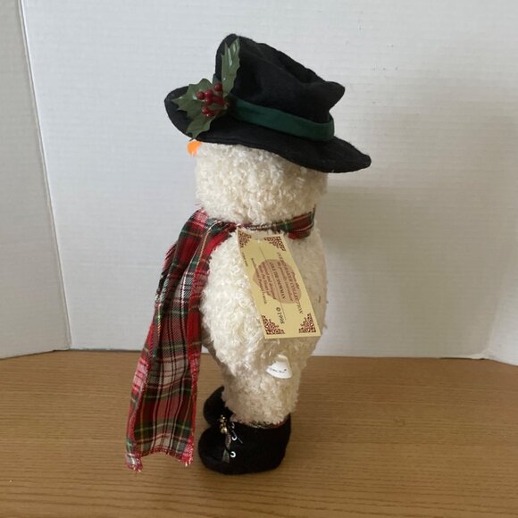 Overly-Raker Cole The Snowman Plush Designer Artisan w Hat Scarf Bell Shoes 1998 - Picture 2 of 10